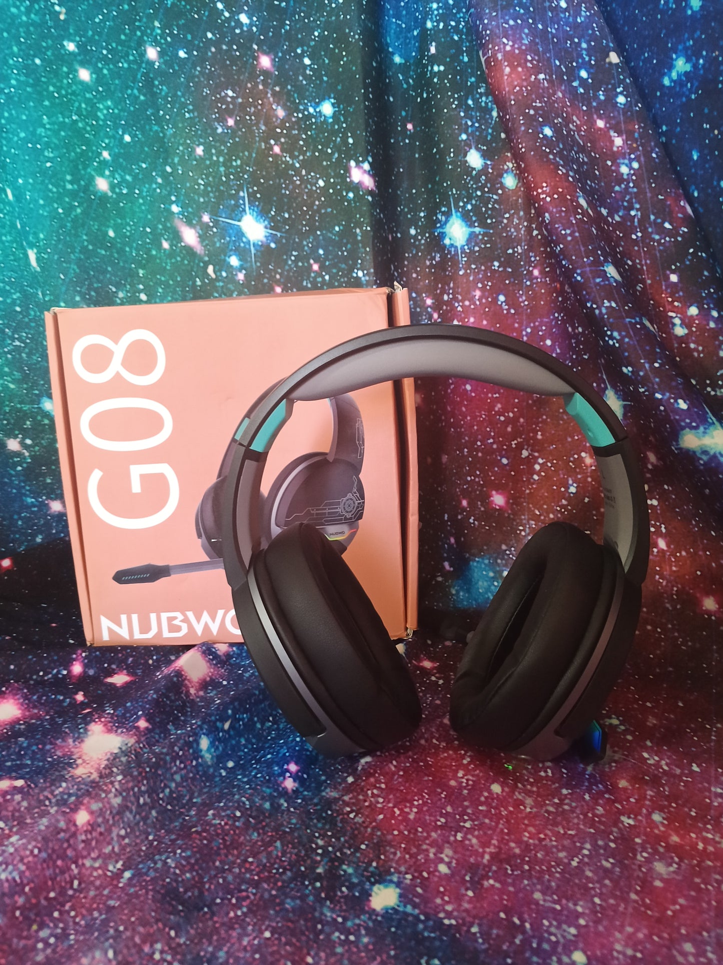 NUBWO G08 Dual Wireless Gaming Headset with/ Microphone, RGB Light Blue